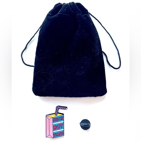 3/$10 “Fresh Boy Tears” Fun Humor Juice Box Pin (mix & match) - Picture 2 of 3